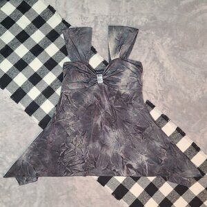 S | Garoche | Gathered Bust Flowy Babydoll Tank Top